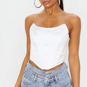 COPY - BRAND NEW! NEVER WORN! White Satin Bandeau Corset Size: 14 (L)